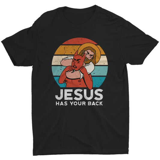 Brazilian Jiu Jitsu Shirt Jesus Fight Satan Shirt Jesus Has Your Back T-Shirt